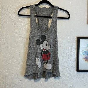 🌻Disney {XS} Mickey Mouse Icon Gray Racer Back Tank Top